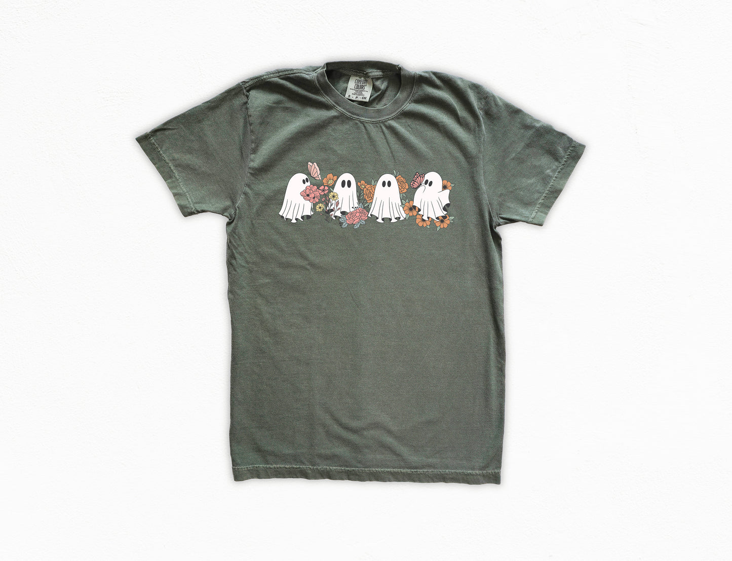 Cute Floral Ghosts Vintage Style Halloween Shirt