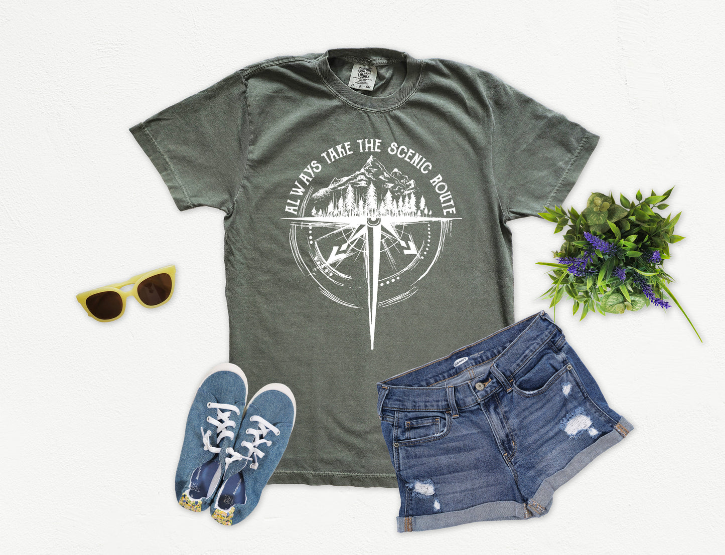 Always Take The Scenic Route Shirt | Comfort Colors Vintage Style Camping Shirt