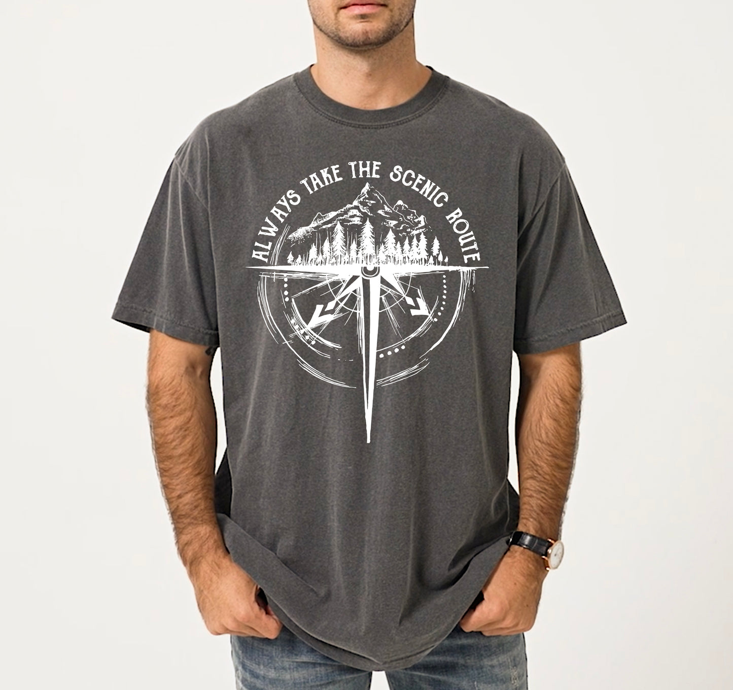 Always Take The Scenic Route Shirt | Comfort Colors Vintage Style Camping Shirt