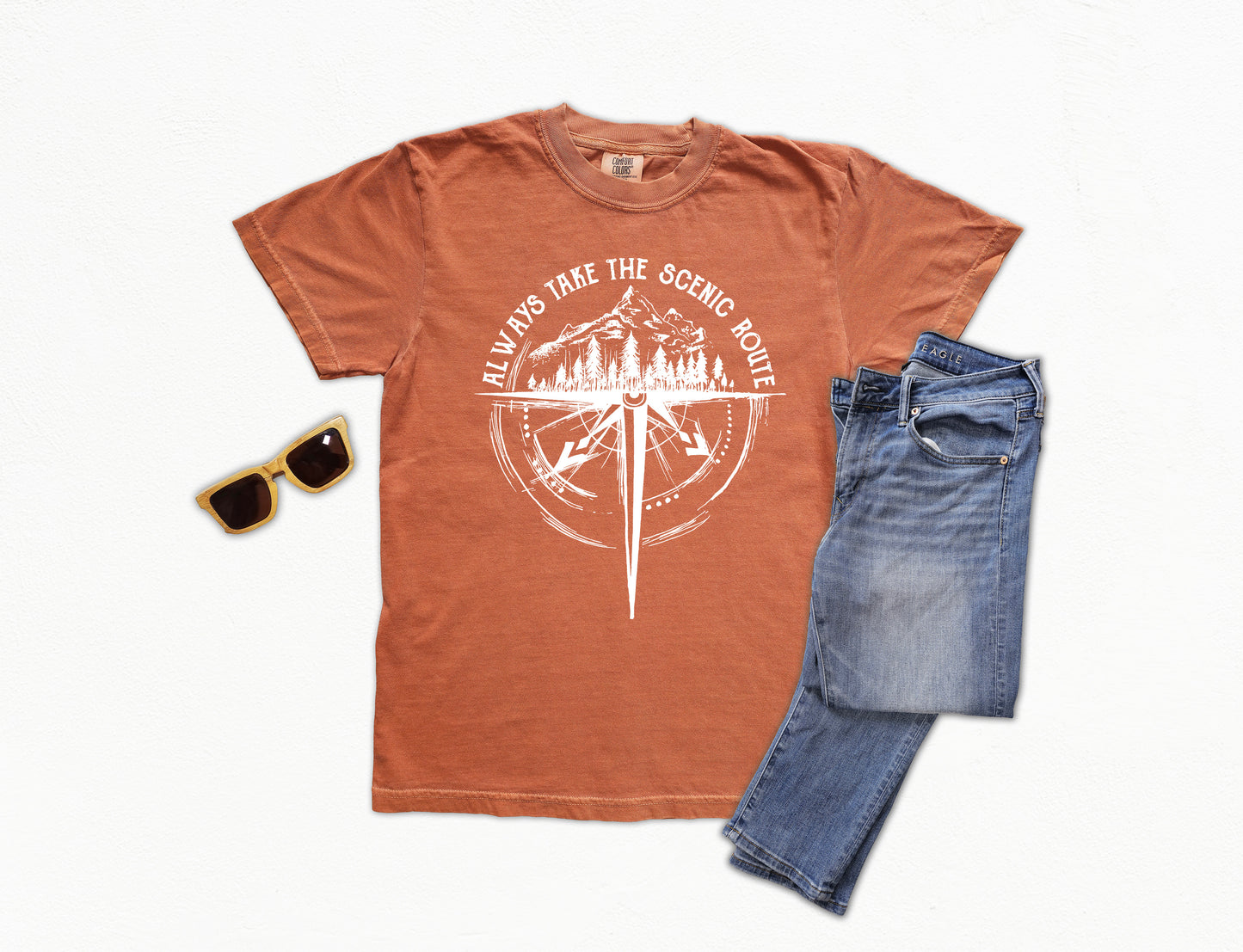 Always Take The Scenic Route Shirt | Comfort Colors Vintage Style Camping Shirt