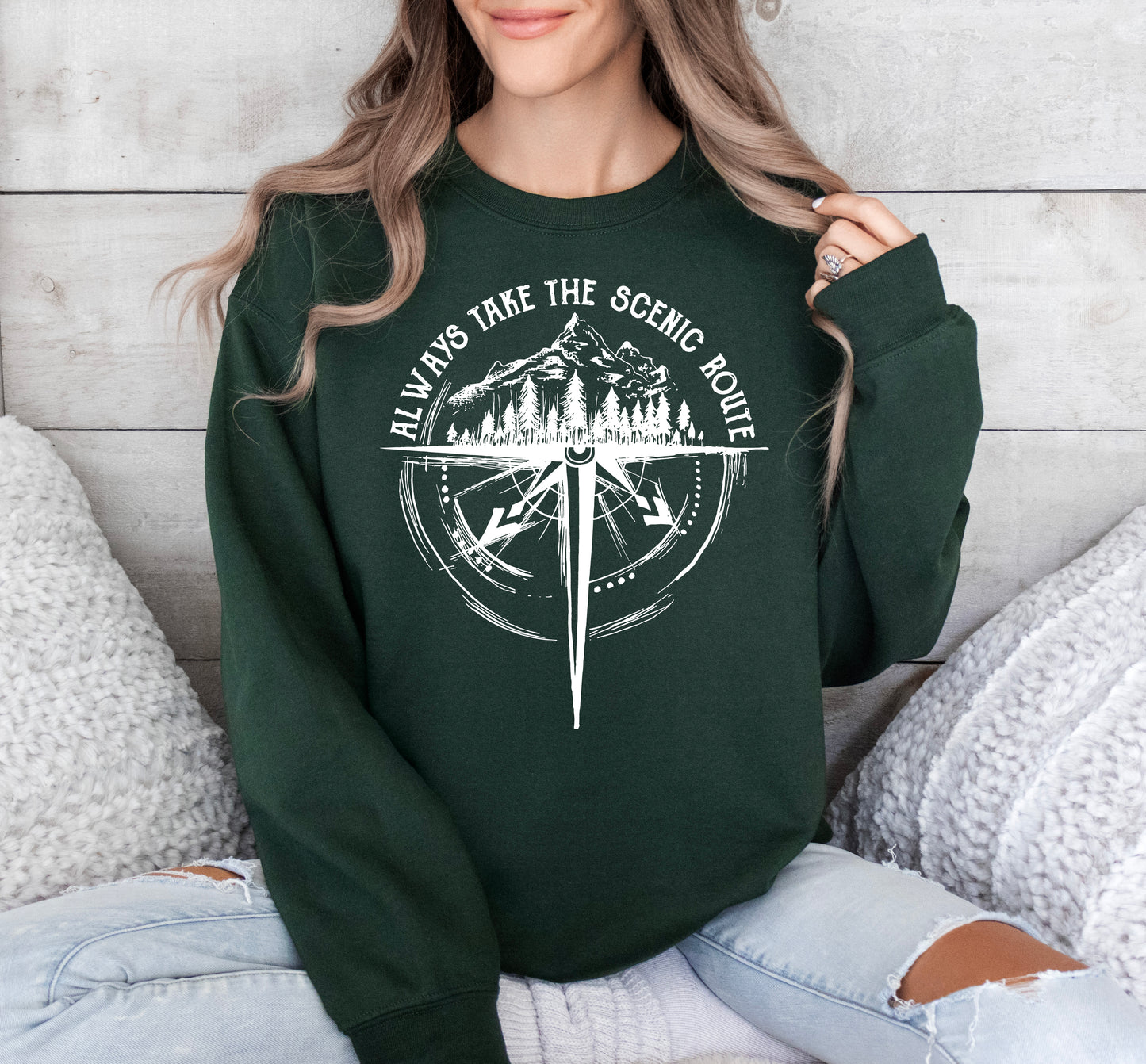 Always Take The Scenic Route Sweatshirt | Camping Sweatshirt
