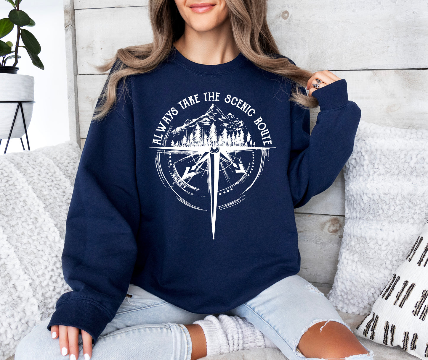 Always Take The Scenic Route Sweatshirt | Camping Sweatshirt