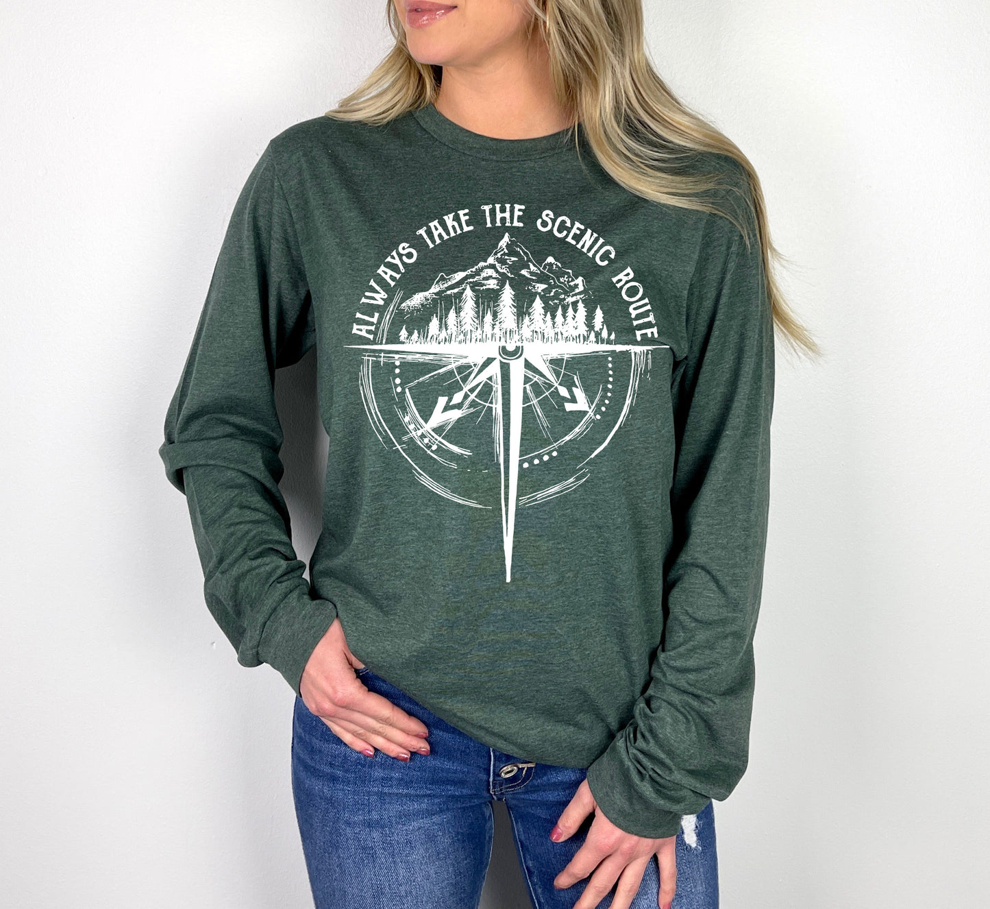 Always Take The Scenic Route Shirt Long Sleeve | Long Sleeve Camping Shirt