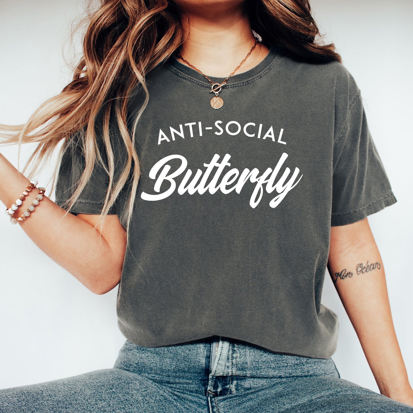 Anti Social Butterfly Shirt | Comfort Colors Vintage Style Funny Shirt