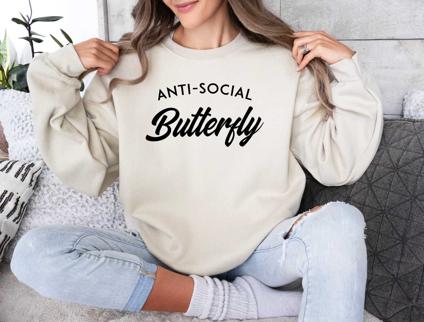 Anti Social Butterfly Sweatshirt | Funny Sweatshirt