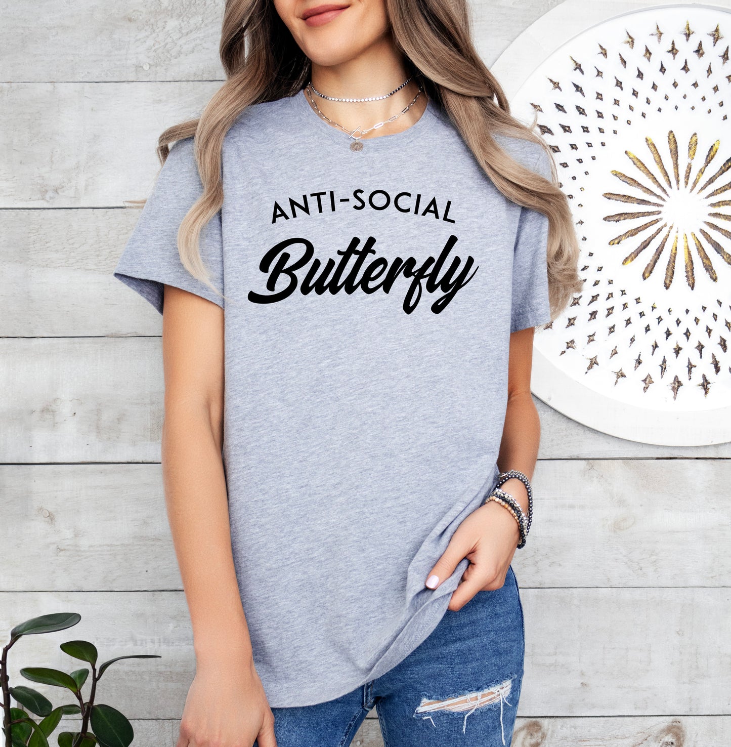 Anti Social Butterfly Shirt | Funny Shirt | Light Garment