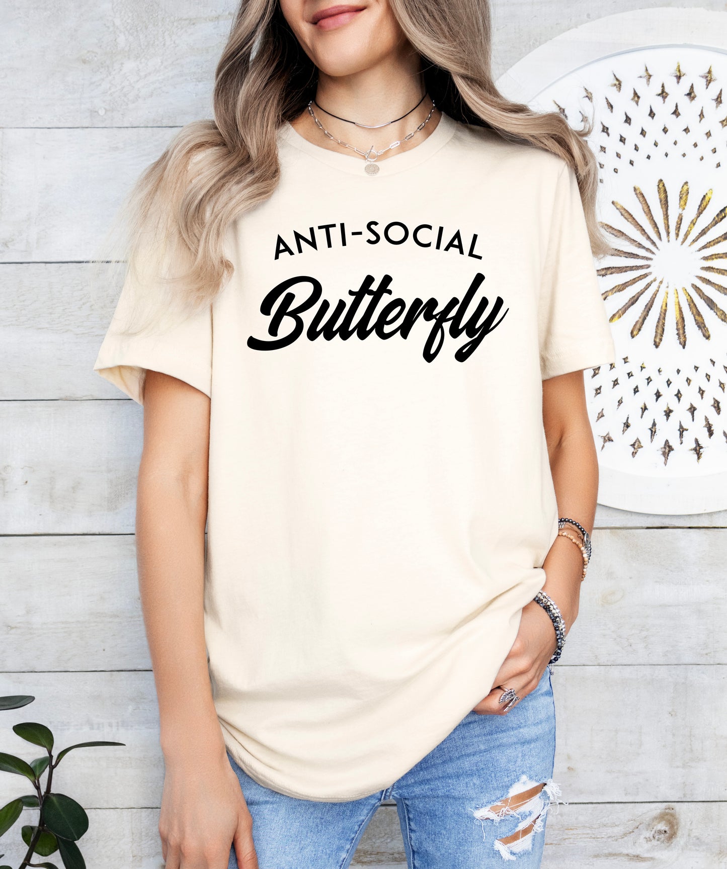 Anti Social Butterfly Shirt | Funny Shirt | Light Garment