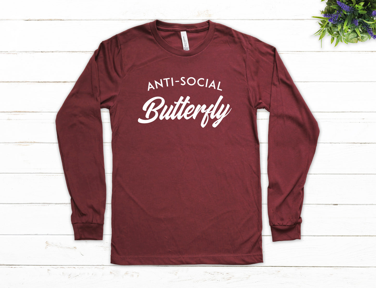 Anti Social Butterfly Shirt Long Sleeve | Long Sleeve Funny Shirt