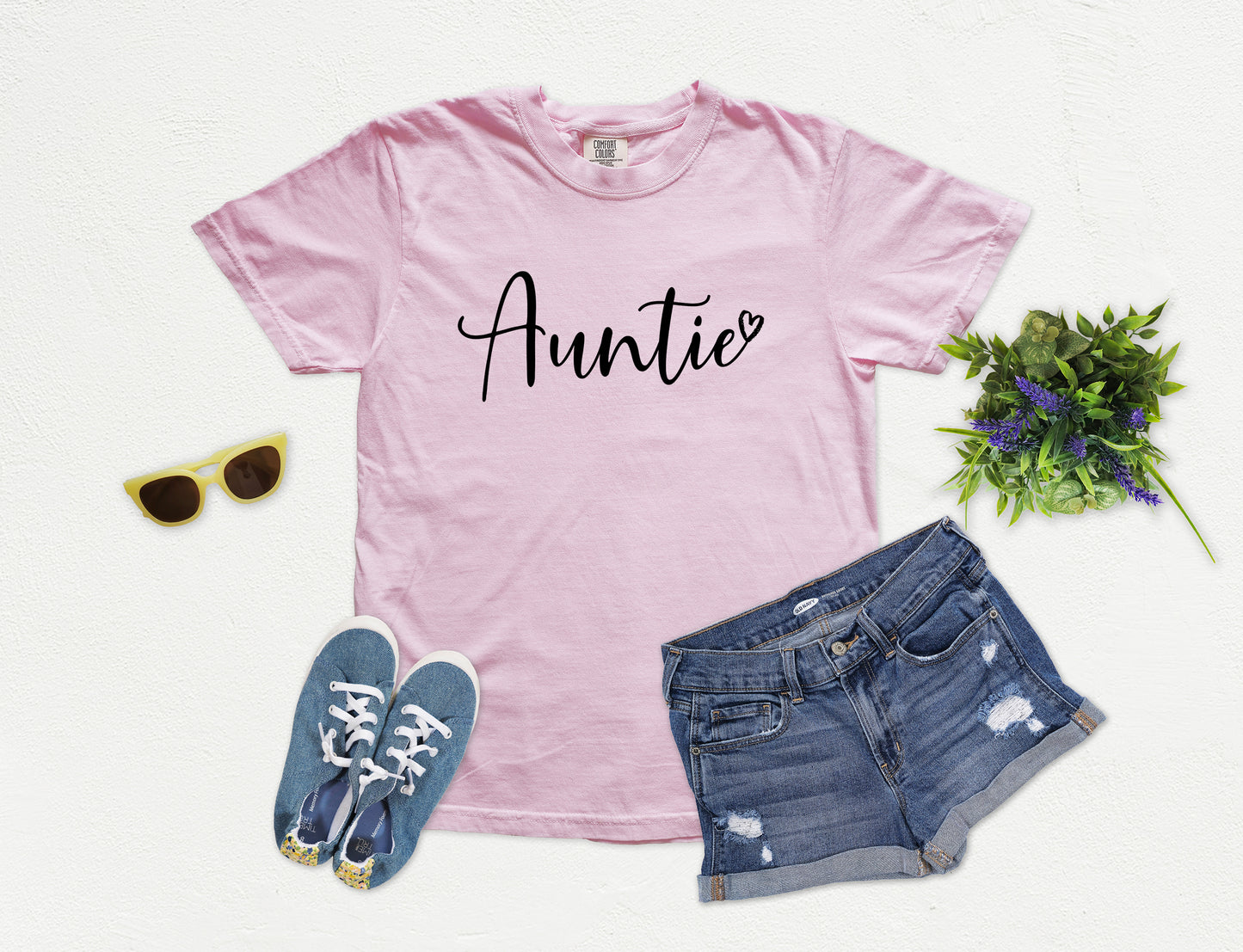 Auntie Shirt | Heart Aunt Shirt Vintage Style Comfort Colors