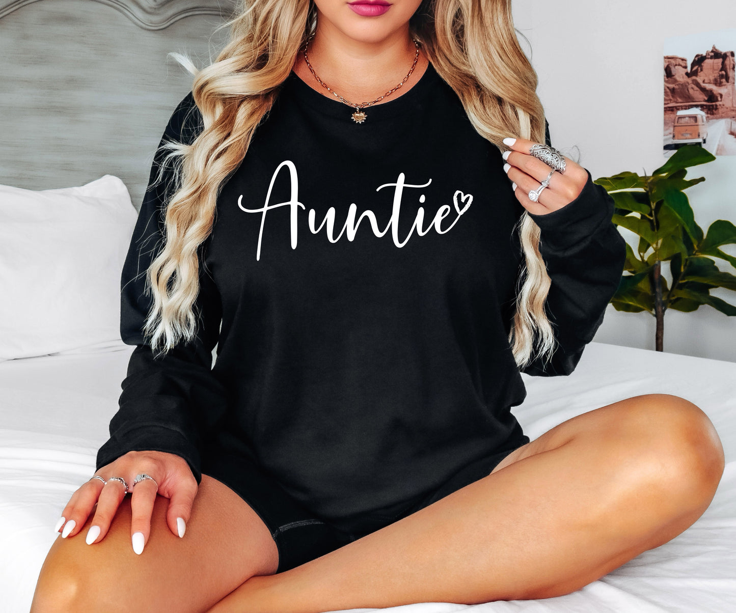 Auntie Shirt Long Sleeve | Long Sleeve Heart Aunt Shirt