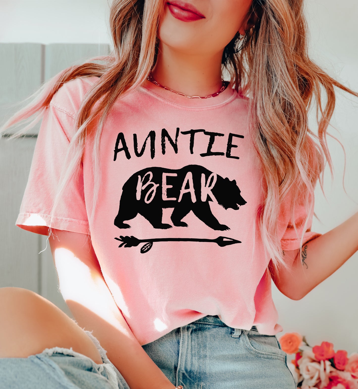 Auntie Bear Shirt Comfort Colors Vintage Style Tee