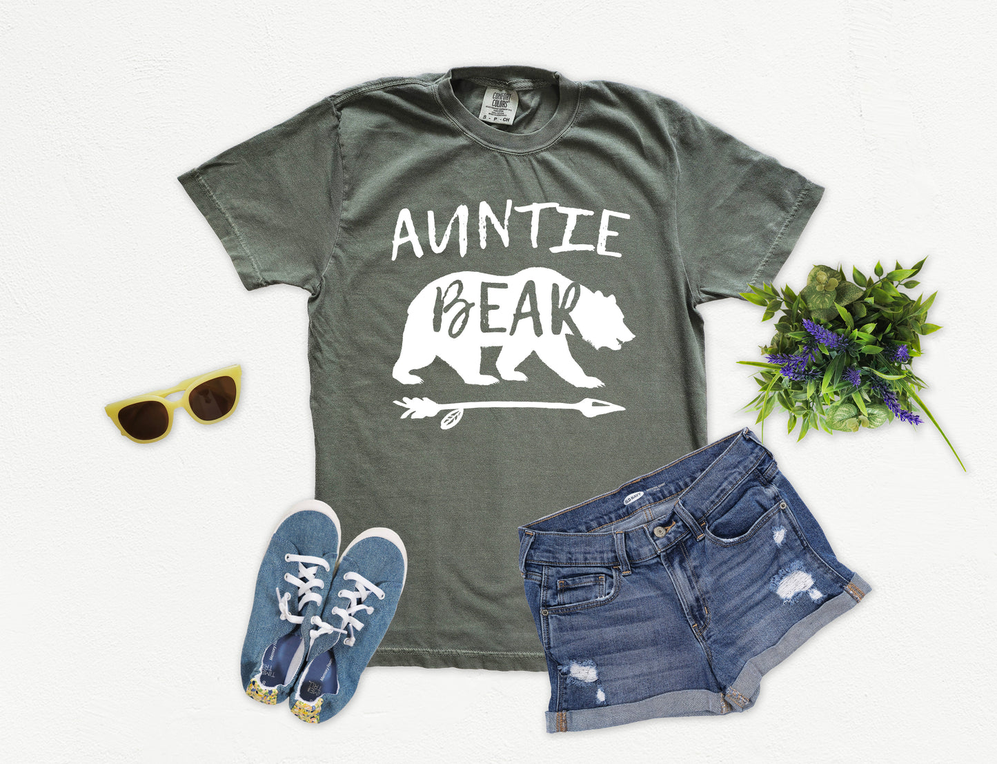 Auntie Bear Shirt Comfort Colors Vintage Style Tee