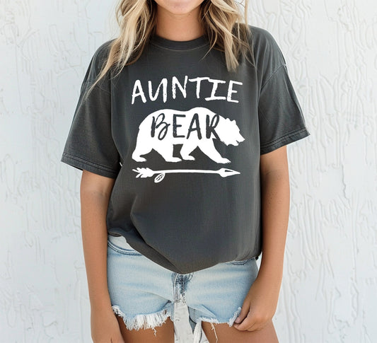 Auntie Bear Shirt Comfort Colors Vintage Style Tee