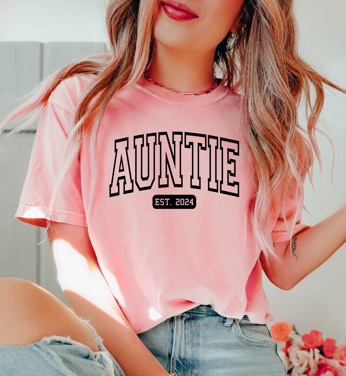 Custom Auntie Shirt | Comfort Colors Vintage Style | Aunt Shirt