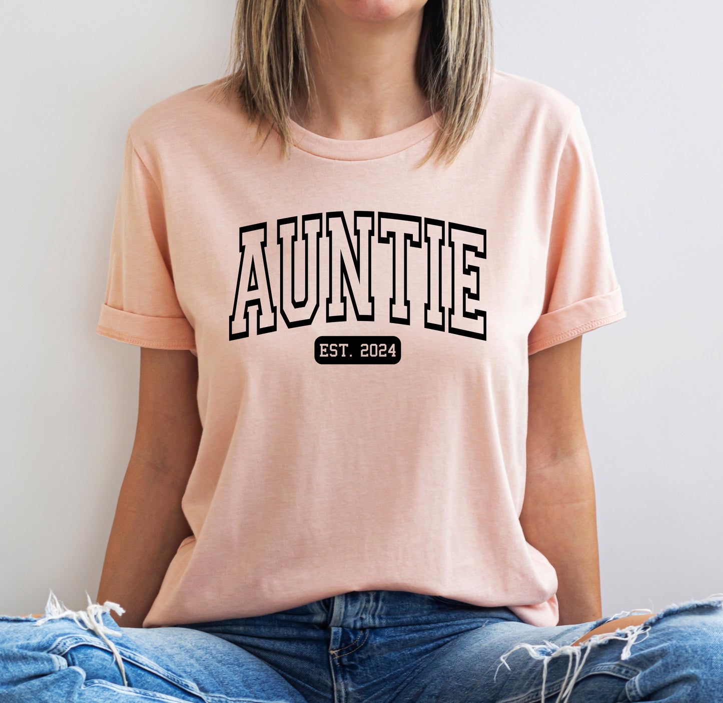 Custom Auntie Shirt | University Style Aunt Shirt | Light Garment