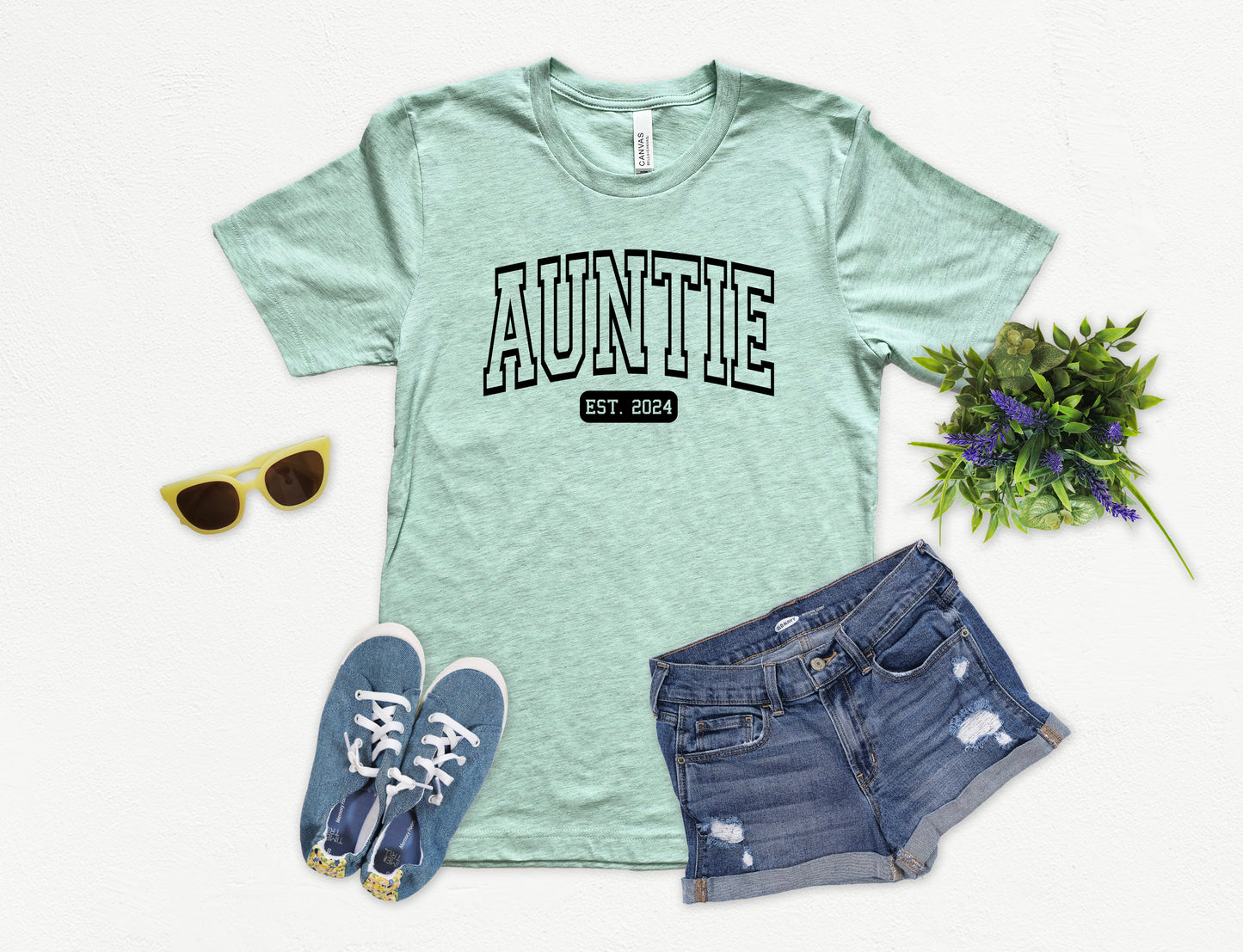 Custom Auntie Shirt | University Style Aunt Shirt | Light Garment