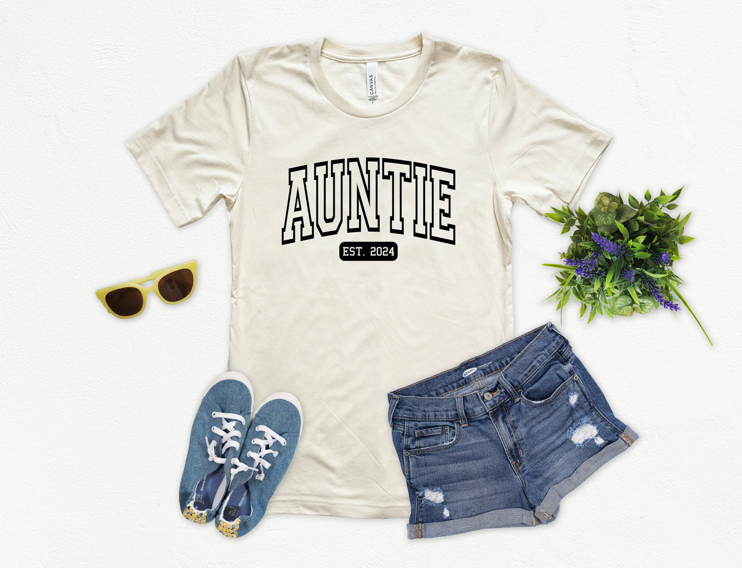 Custom Auntie Shirt | University Style Aunt Shirt | Light Garment