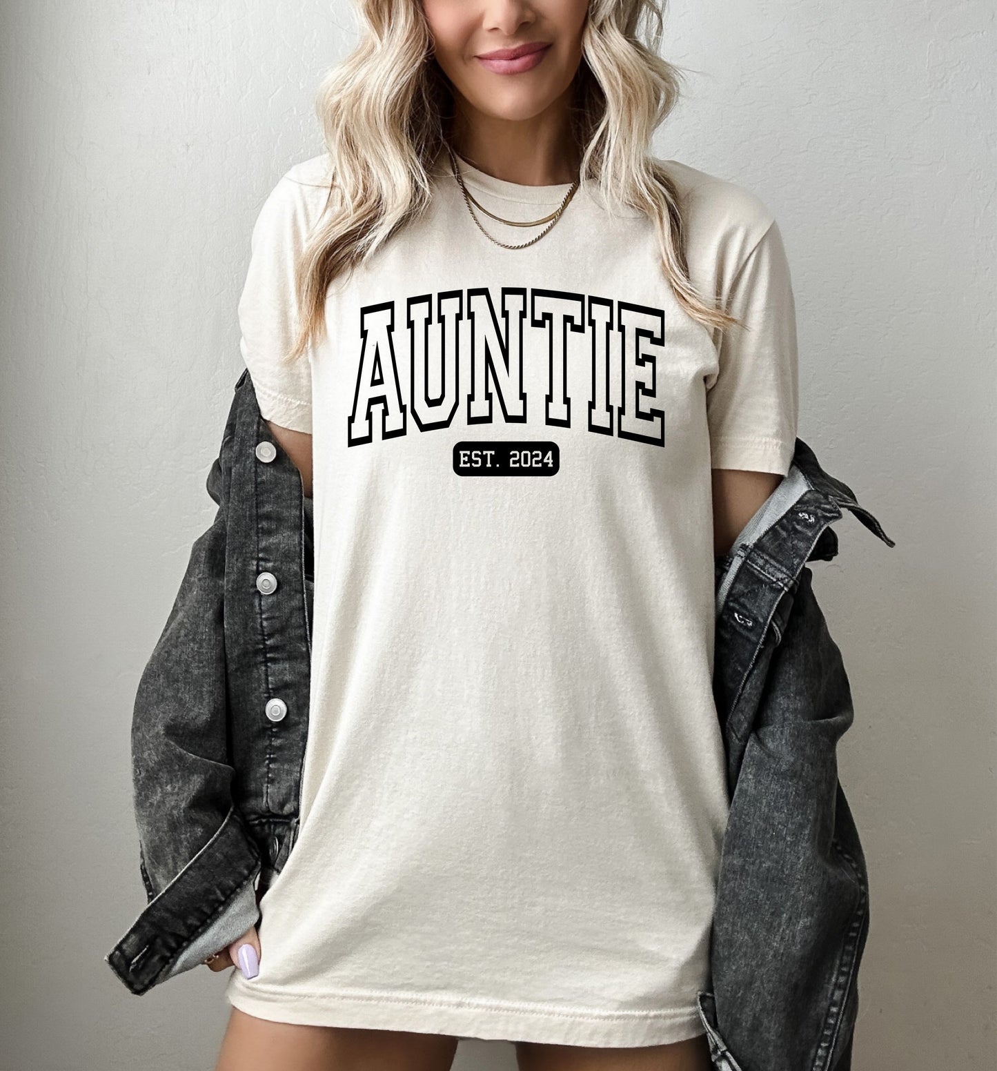 Custom Auntie Shirt | University Style Aunt Shirt | Light Garment