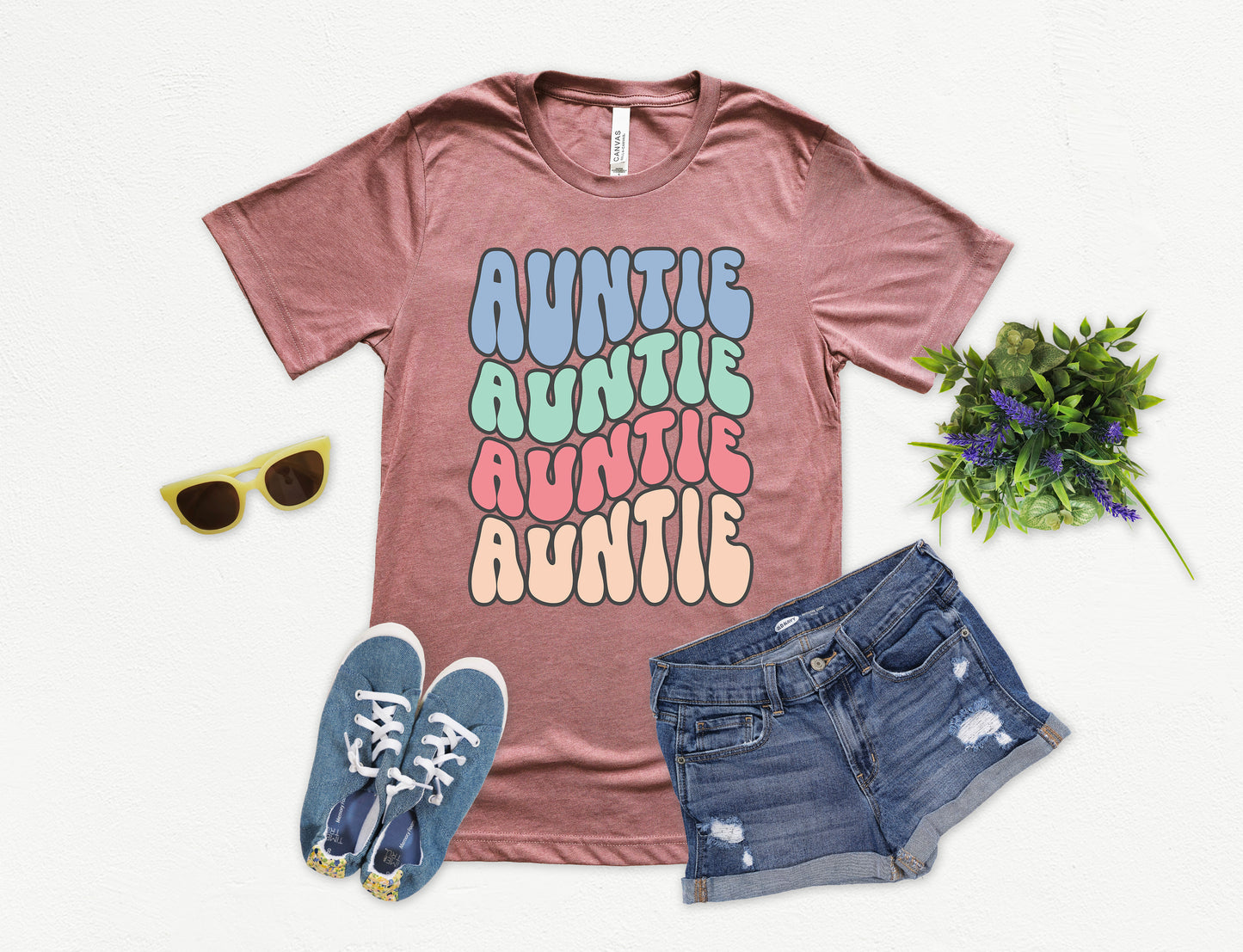 Retro Auntie Shirt | Aunt Shirt Retro Wave | Light Garment