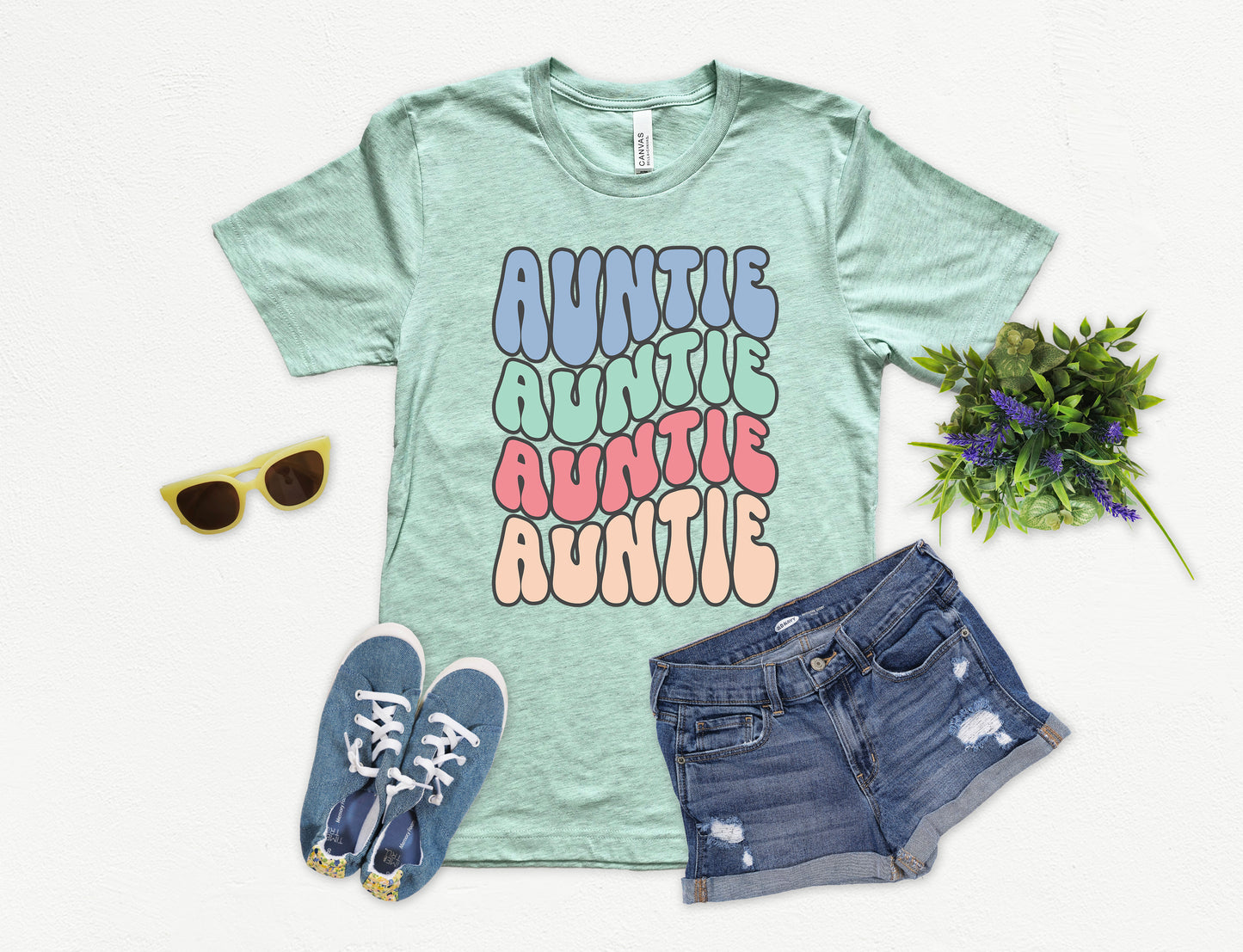Retro Auntie Shirt | Aunt Shirt Retro Wave | Light Garment