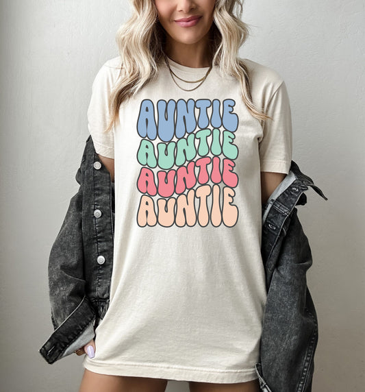 Retro Auntie Shirt | Aunt Shirt Retro Wave | Light Garment