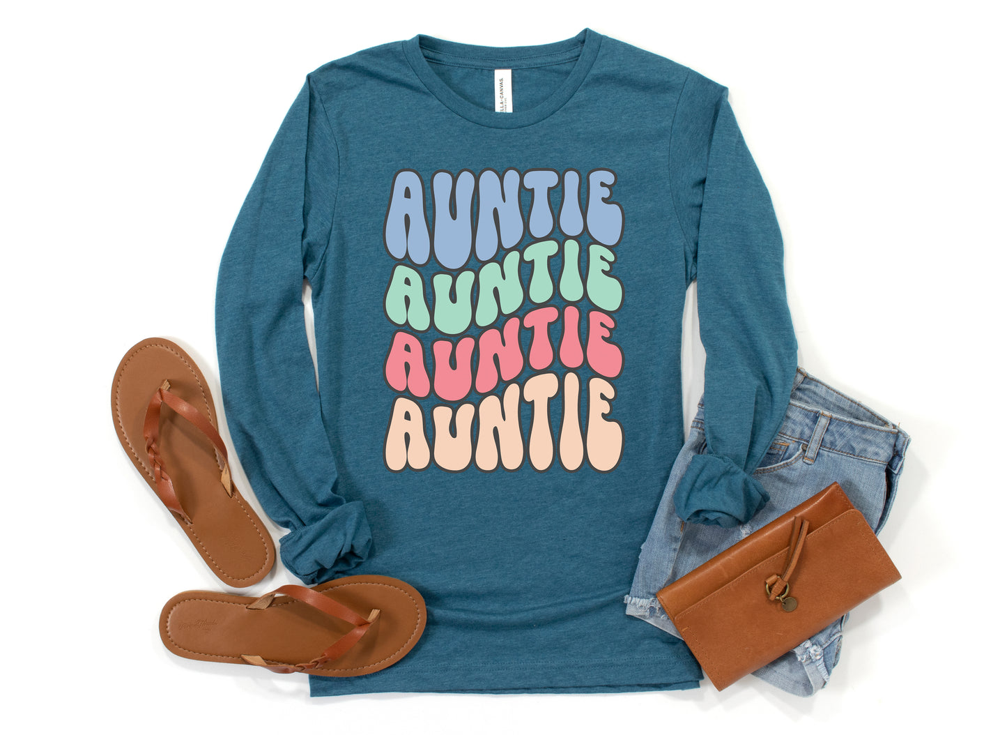 Retro Auntie Shirt Long Sleeve | Aunt Shirt Retro Wave