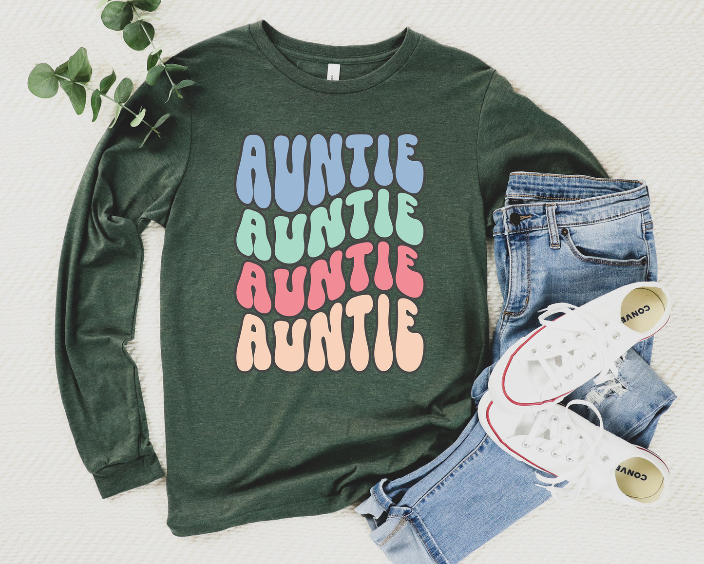 Retro Auntie Shirt Long Sleeve | Aunt Shirt Retro Wave