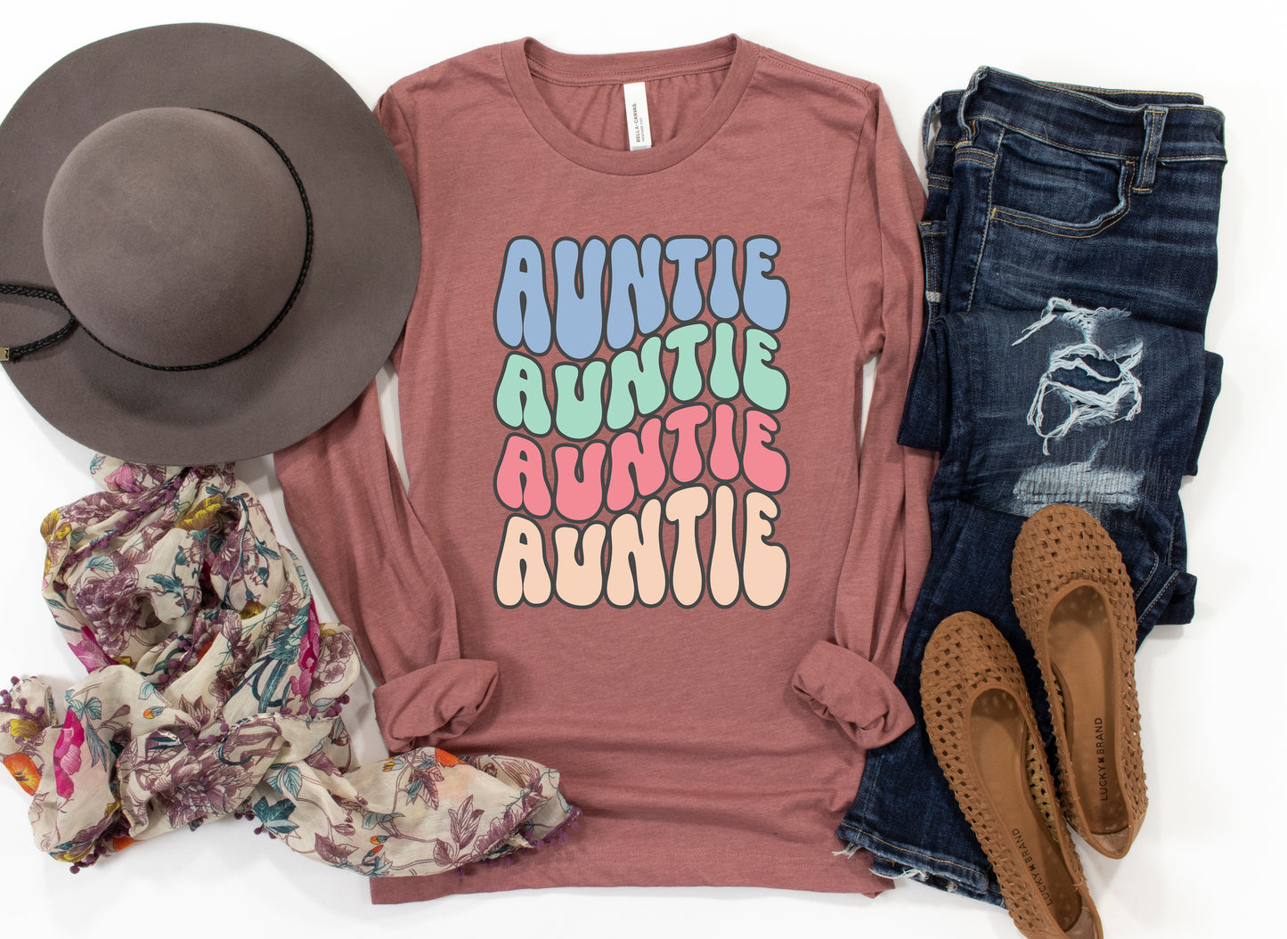 Retro Auntie Shirt Long Sleeve | Aunt Shirt Retro Wave
