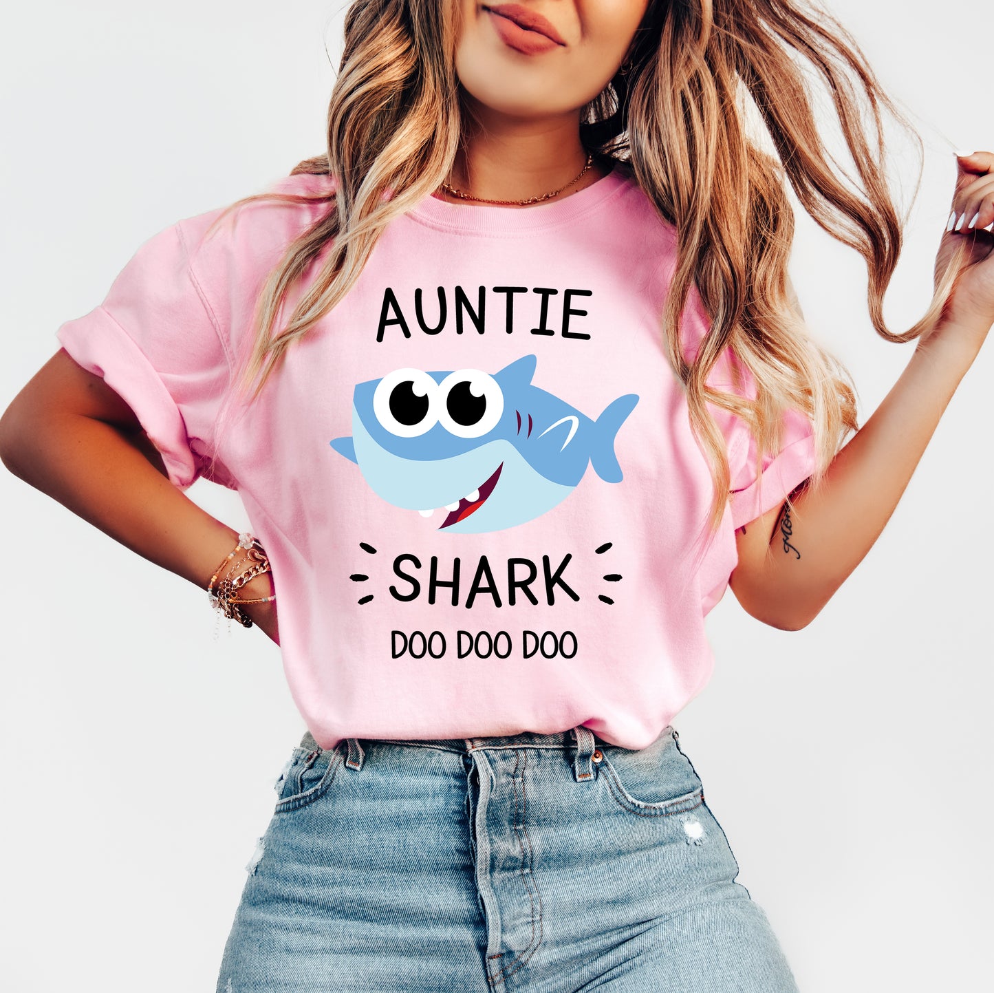 Auntie Shark Shirt | Comfort Colors Vintage Style Aunt Shirt