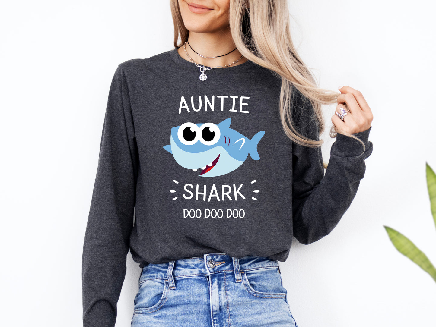 Auntie Shark Shirt Long Sleeve | Long Sleeve Aunt Shirt