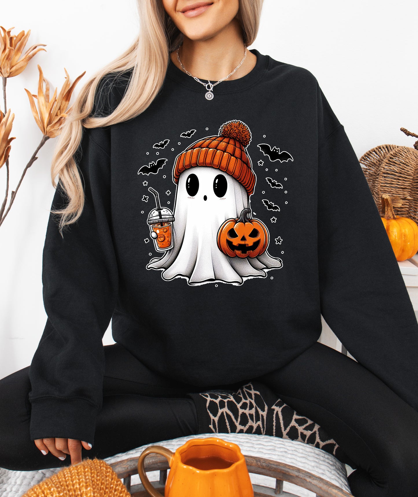 Cute Beanie Ghost Halloween Sweatshirt