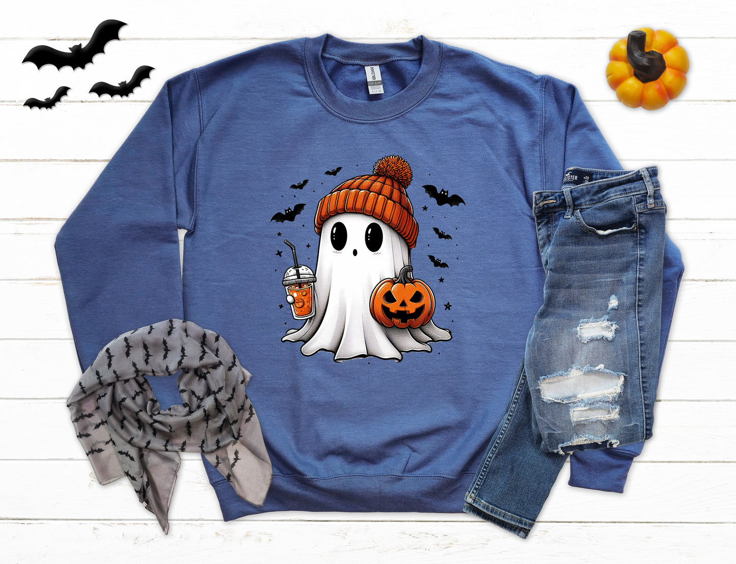 Cute Beanie Ghost Halloween Sweatshirt