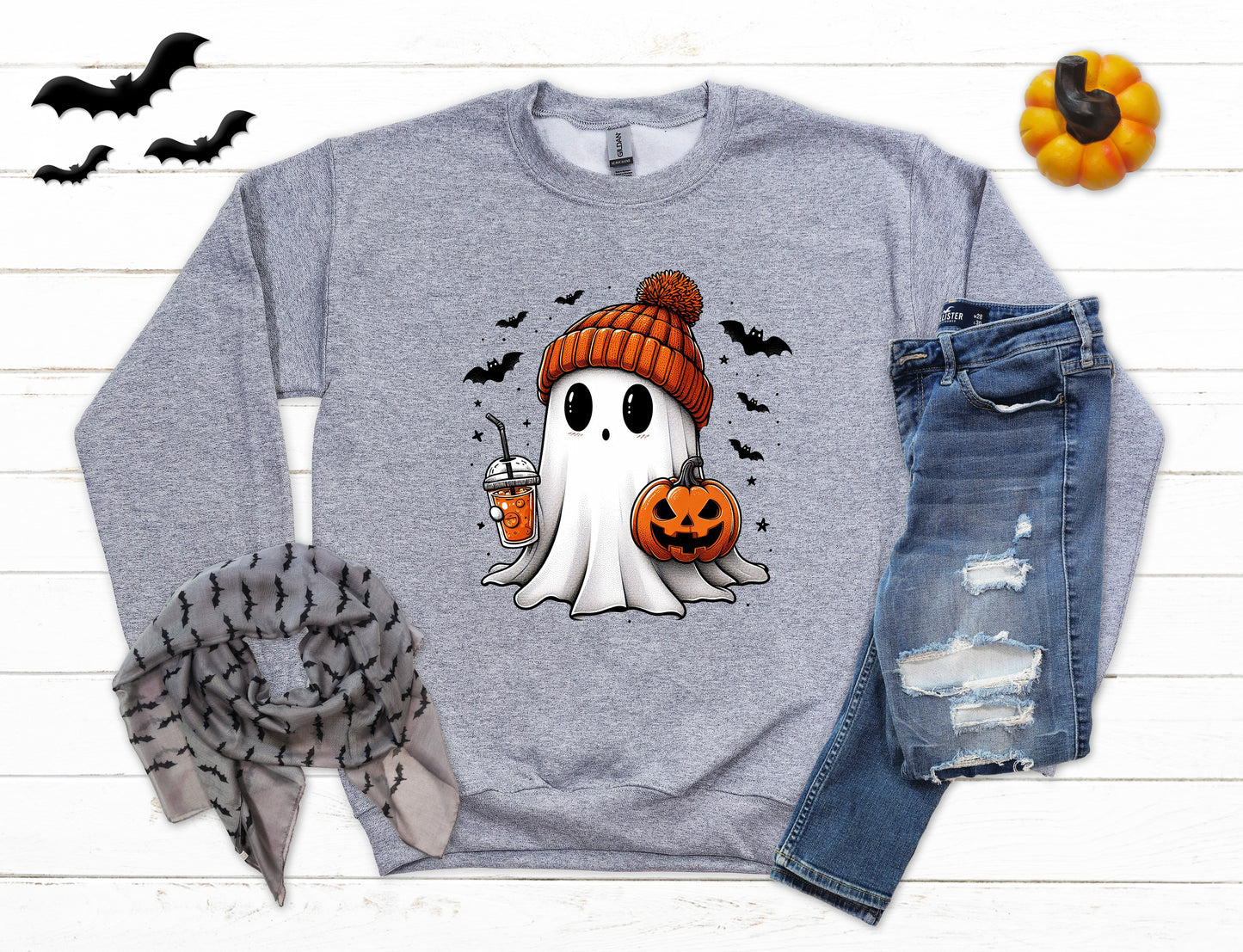 Cute Beanie Ghost Halloween Sweatshirt