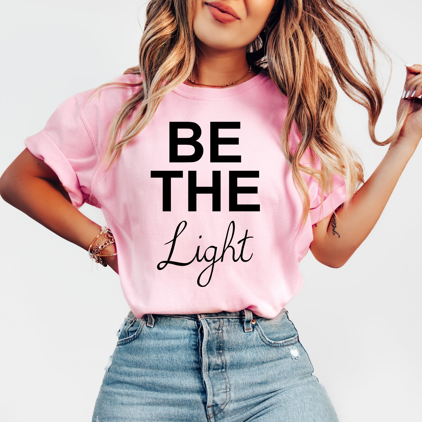 Be The Light Shirt | Comfort Colors Vintage Style Positive Vibes Shirt