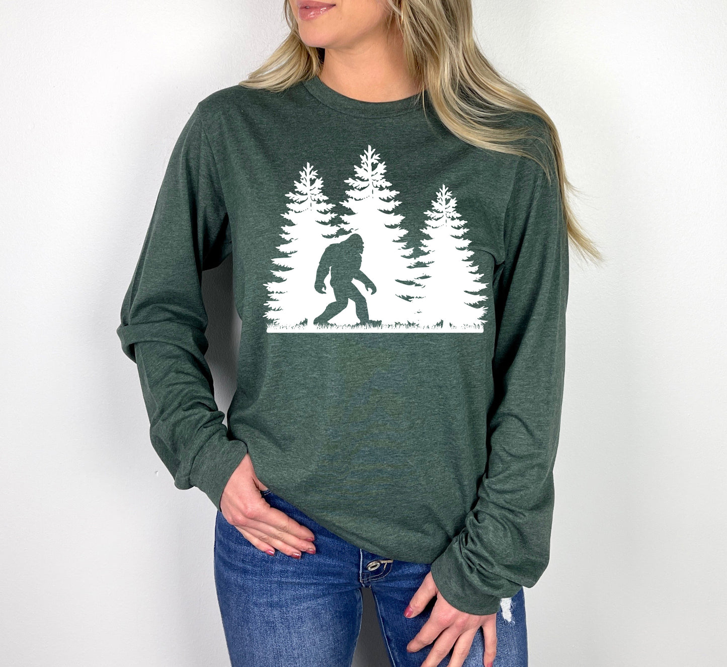 Bigfoot Shirt Long Sleeve | Sasquatch Shirt | Long Sleeve Camping Shirt