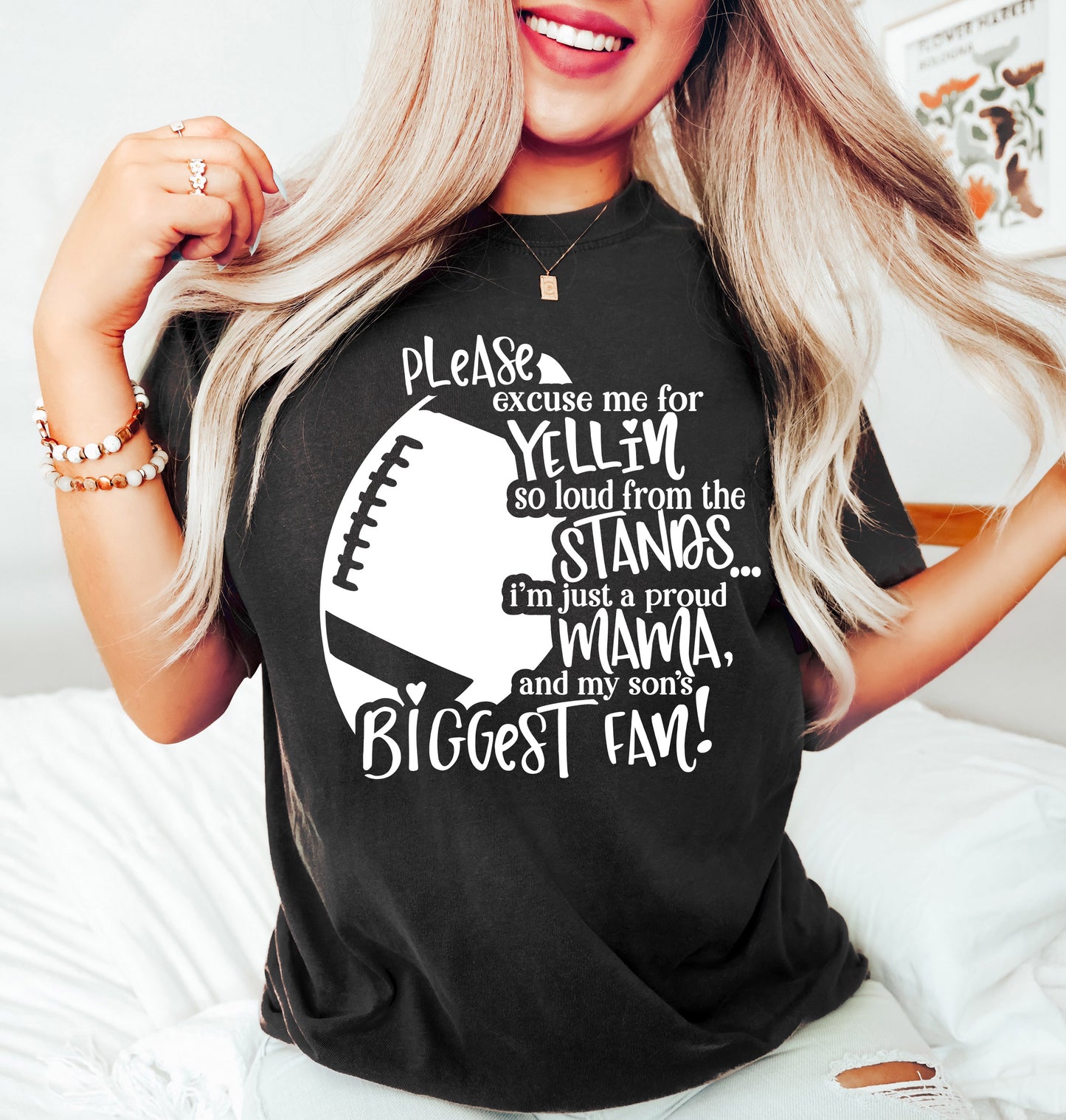 Son's Biggest Fan Football Mom Shirt | Comfort Colors Vintage Style Mom Shirt