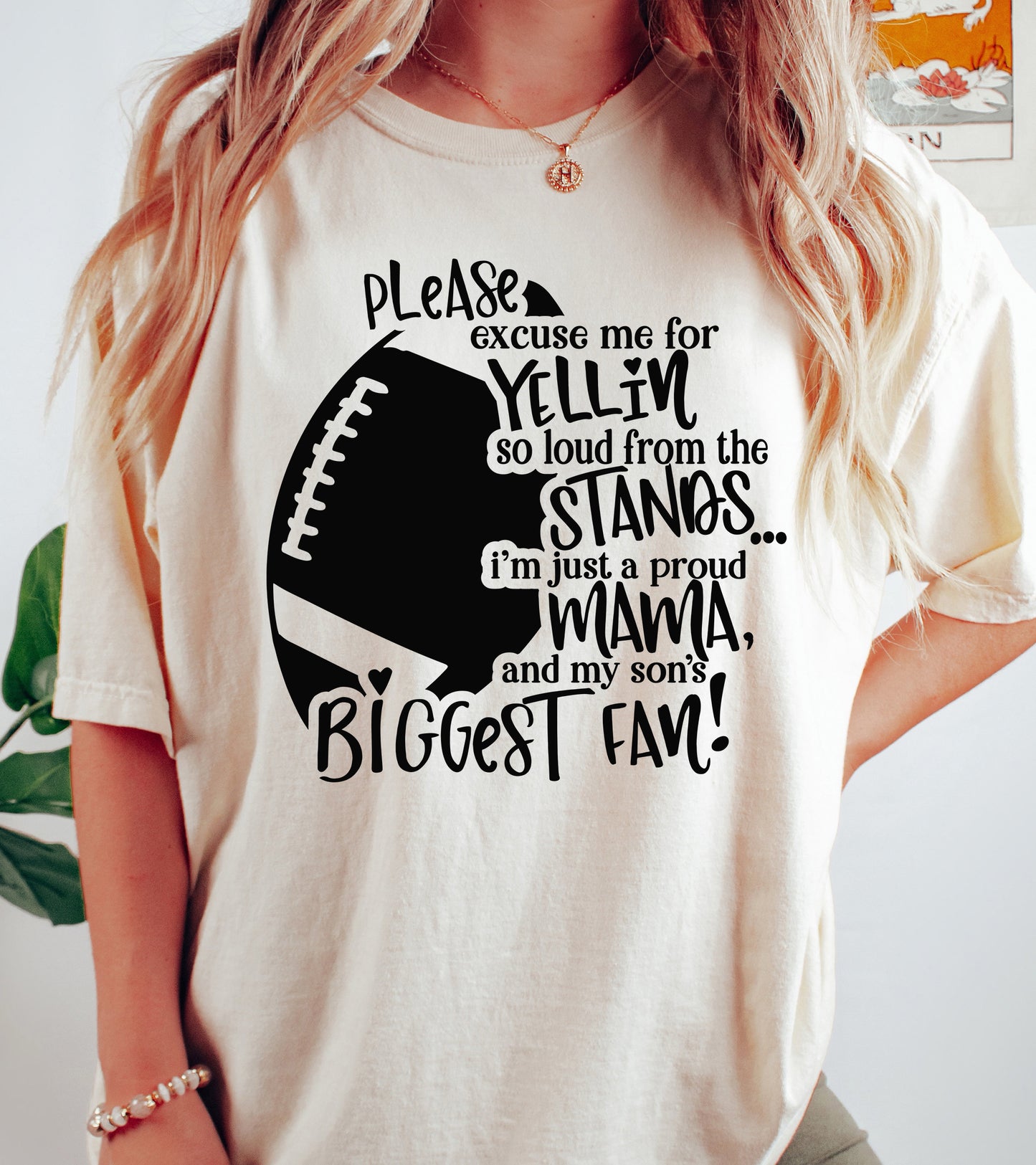 Son's Biggest Fan Football Mom Shirt | Comfort Colors Vintage Style Mom Shirt