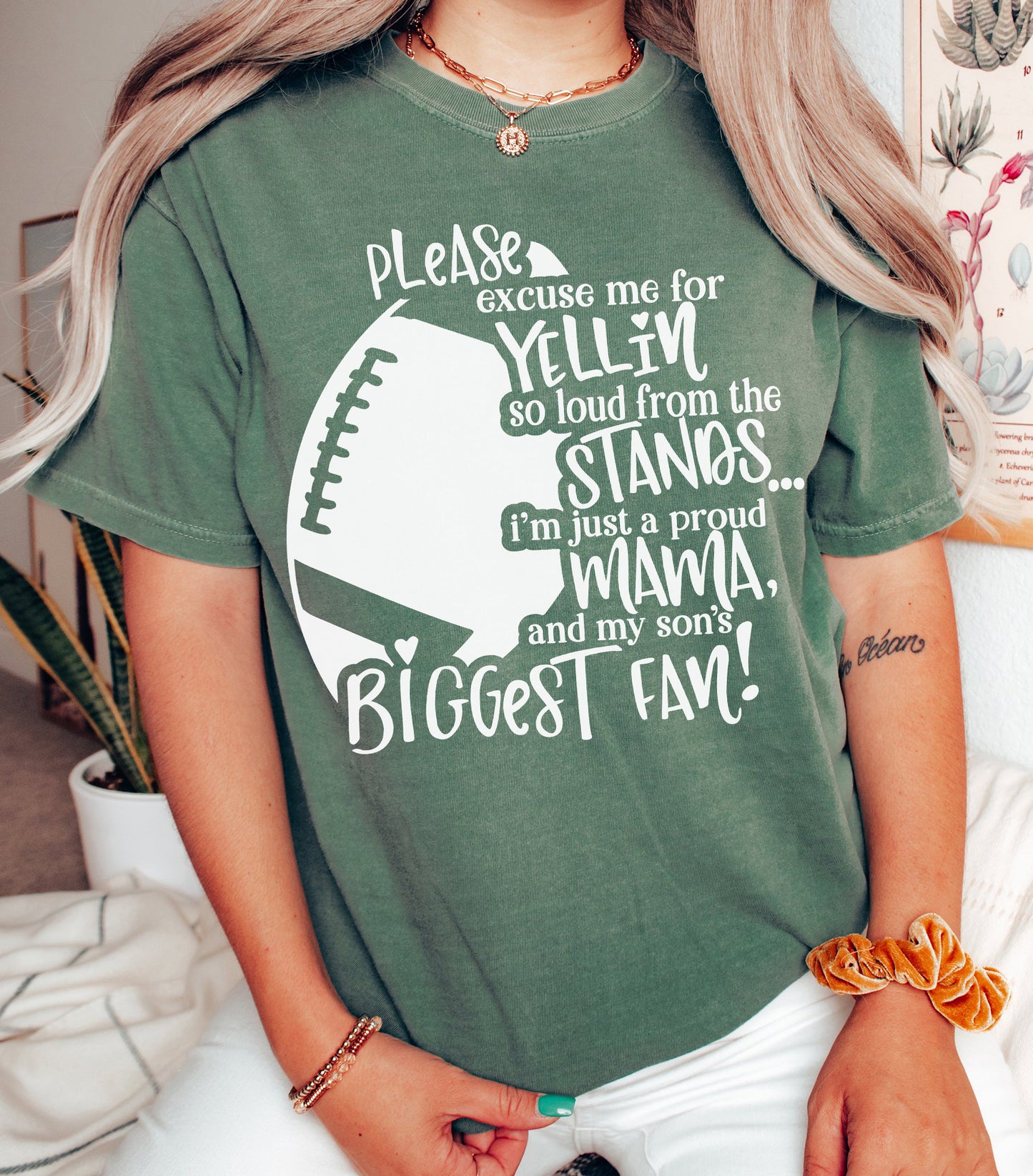 Son's Biggest Fan Football Mom Shirt | Comfort Colors Vintage Style Mom Shirt