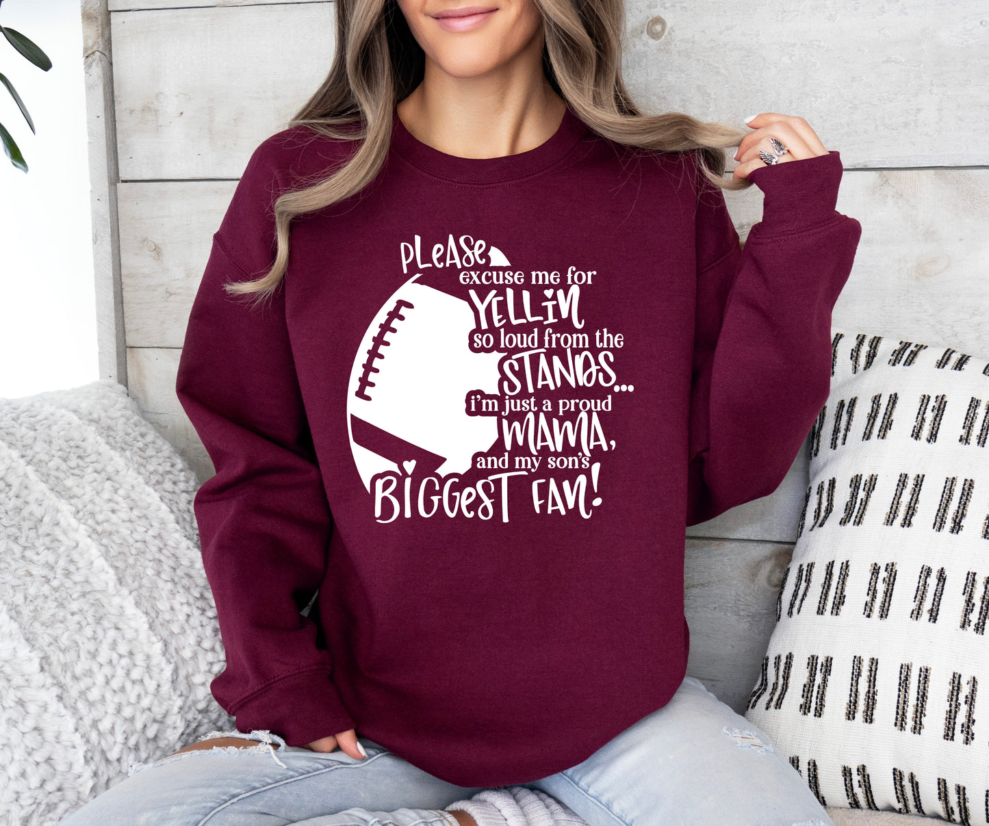 Son's Biggest Fan Football Mom Sweatshirt