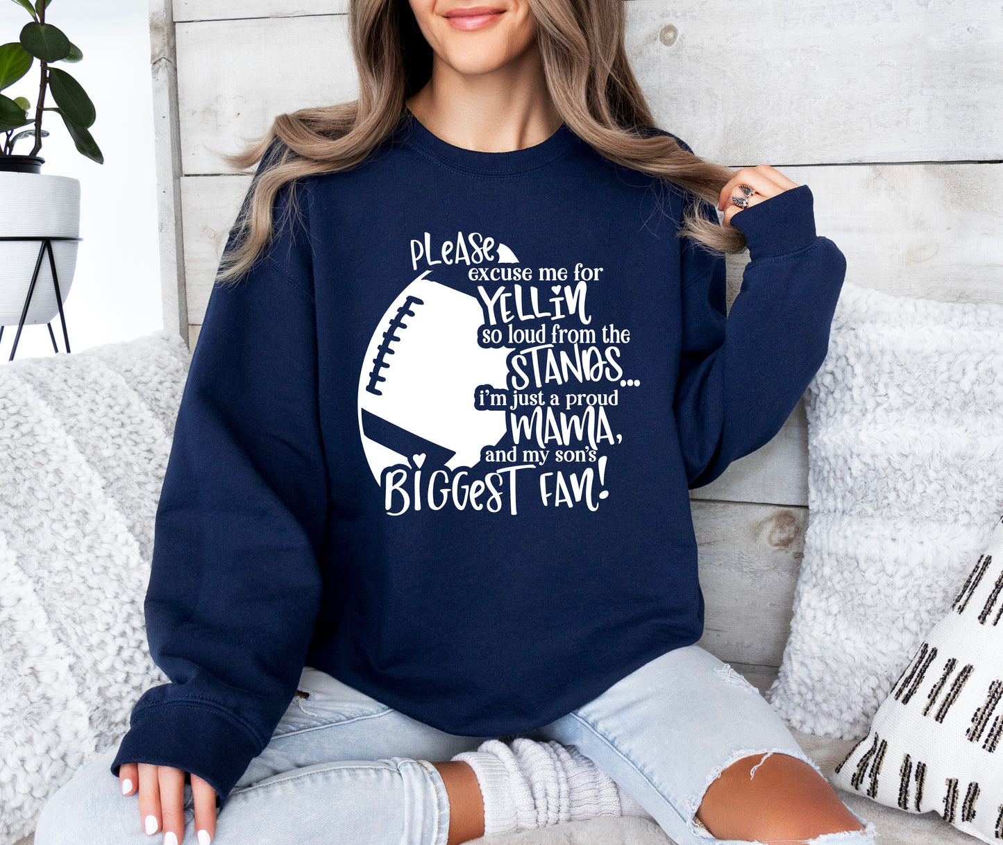 Son's Biggest Fan Football Mom Sweatshirt