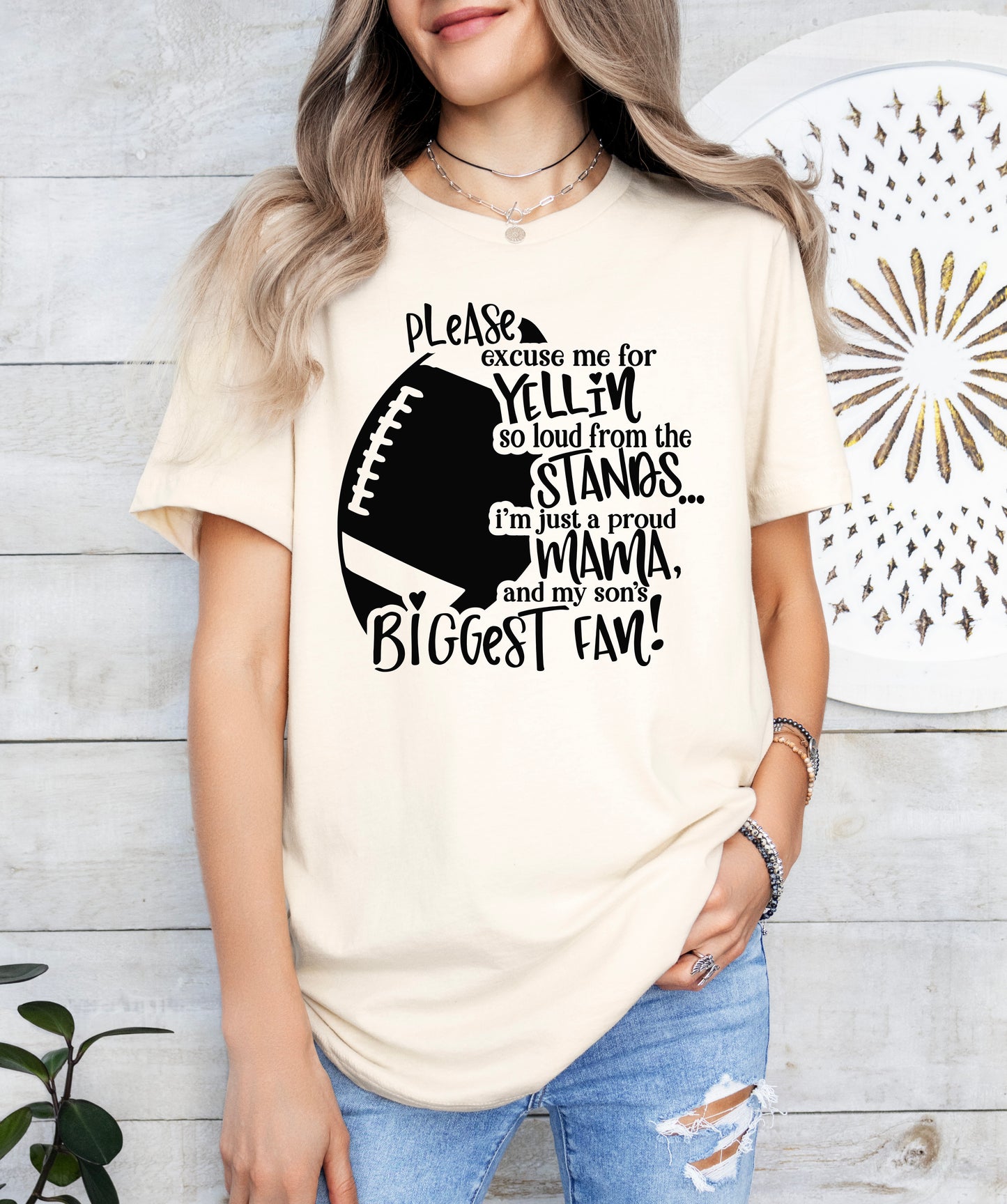 Son's Biggest Fan Football Mom Shirt | Light Garment