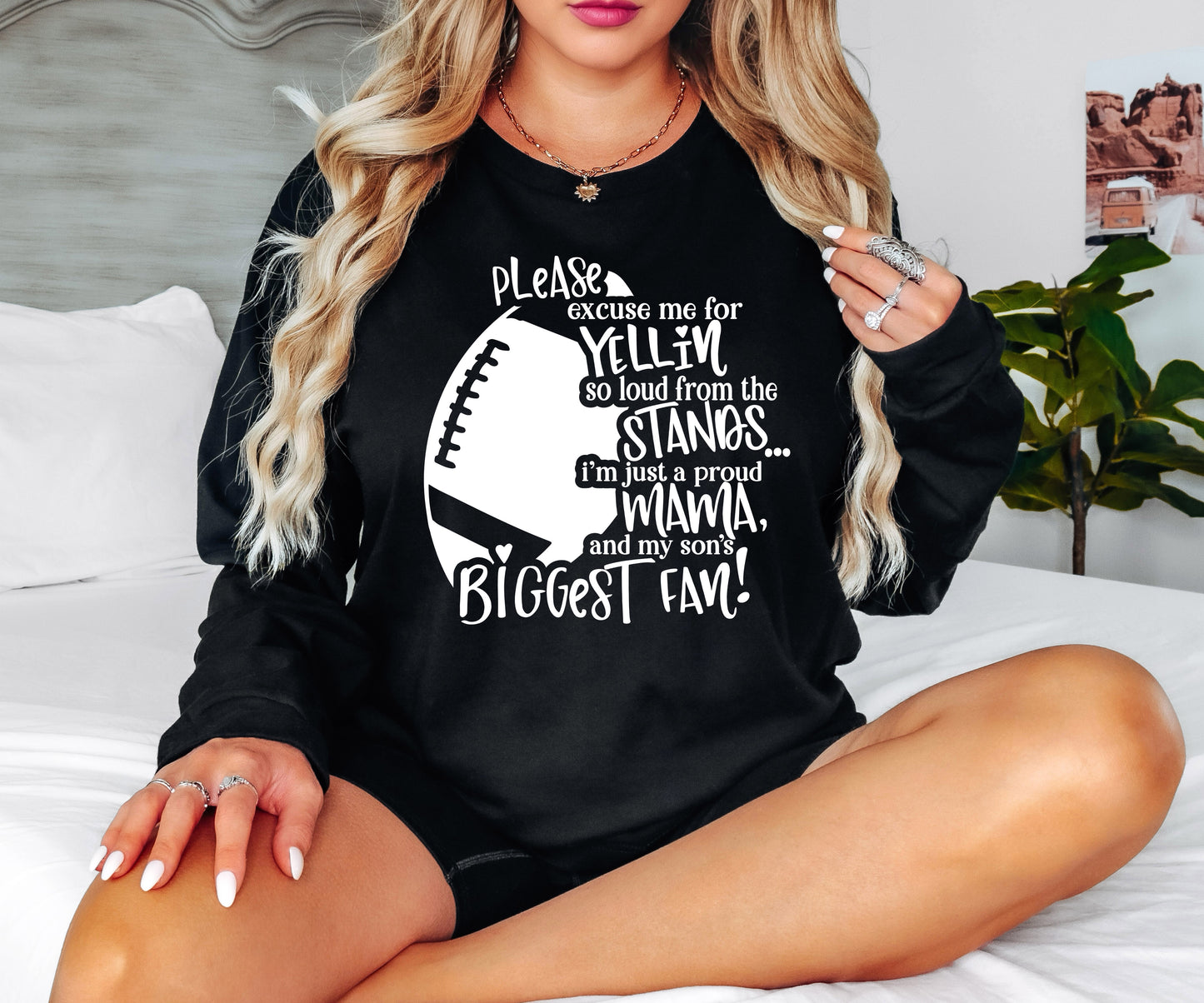 Son's Biggest Fan Football Mom Shirt Long Sleeve | Long Sleeve Mom Shirt