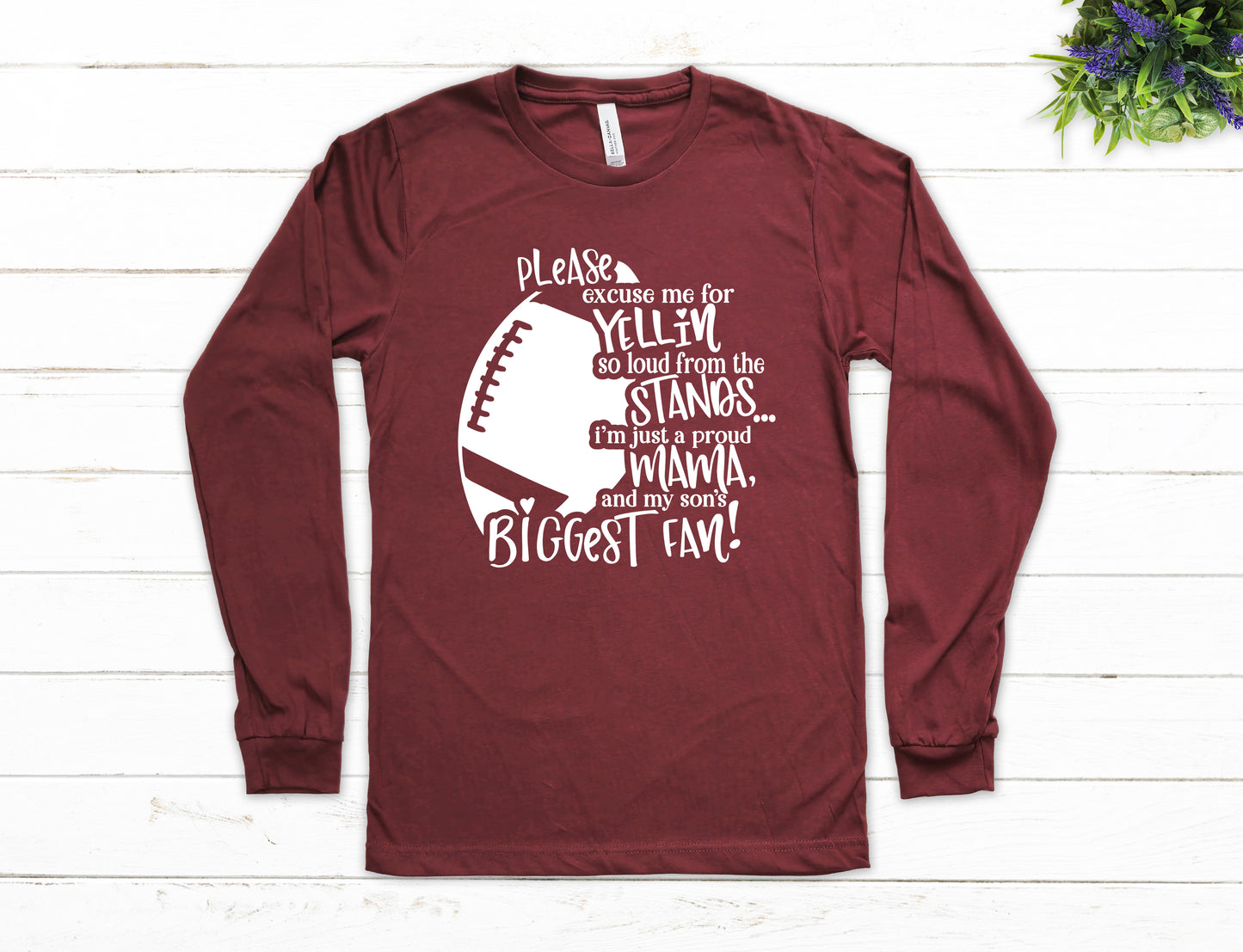 Son's Biggest Fan Football Mom Shirt Long Sleeve | Long Sleeve Mom Shirt