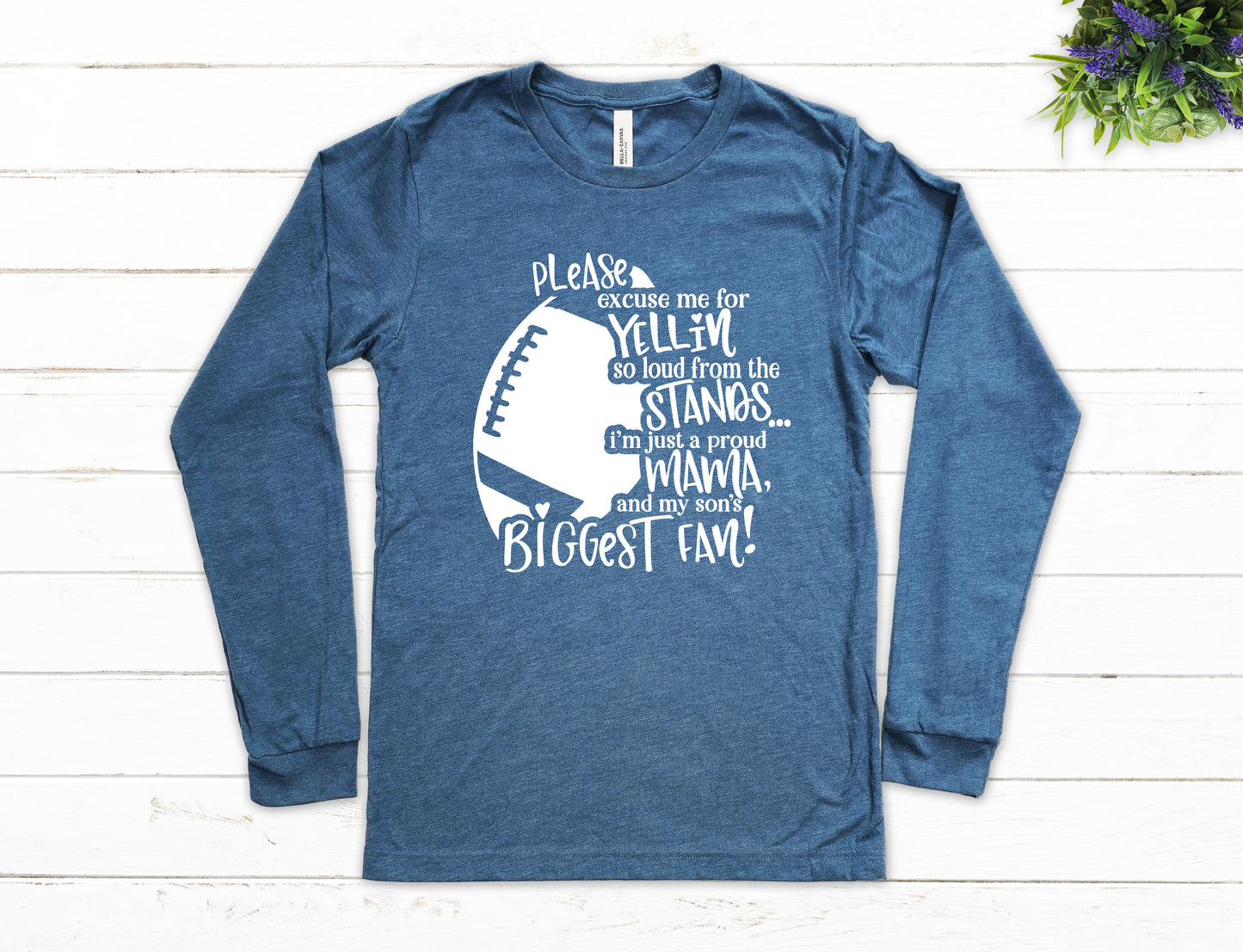 Son's Biggest Fan Football Mom Shirt Long Sleeve | Long Sleeve Mom Shirt