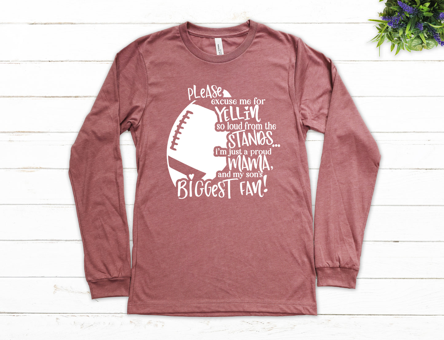 Son's Biggest Fan Football Mom Shirt Long Sleeve | Long Sleeve Mom Shirt