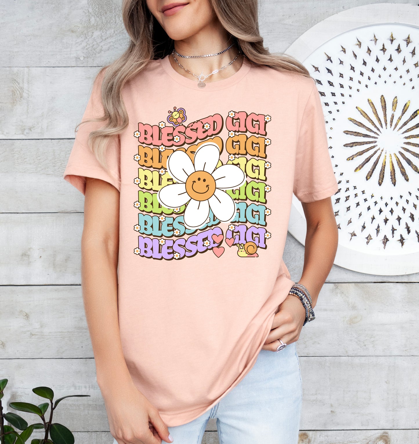 Blessed Gigi Retro Daisy Shirt | Gigi Shirt | Light Garment