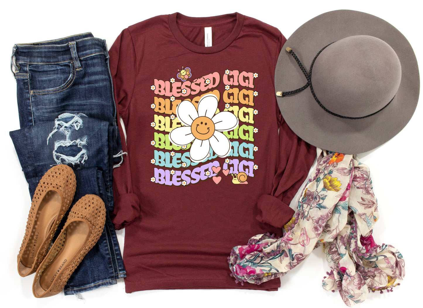 Blessed Gigi Retro Daisy Long Sleeve Shirt | Long Sleeve Gigi Shirt