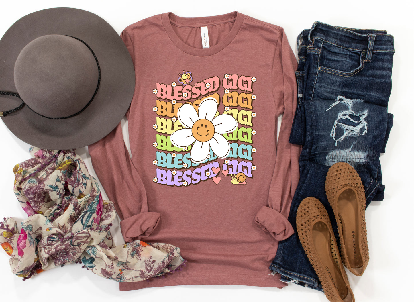 Blessed Gigi Retro Daisy Long Sleeve Shirt | Long Sleeve Gigi Shirt