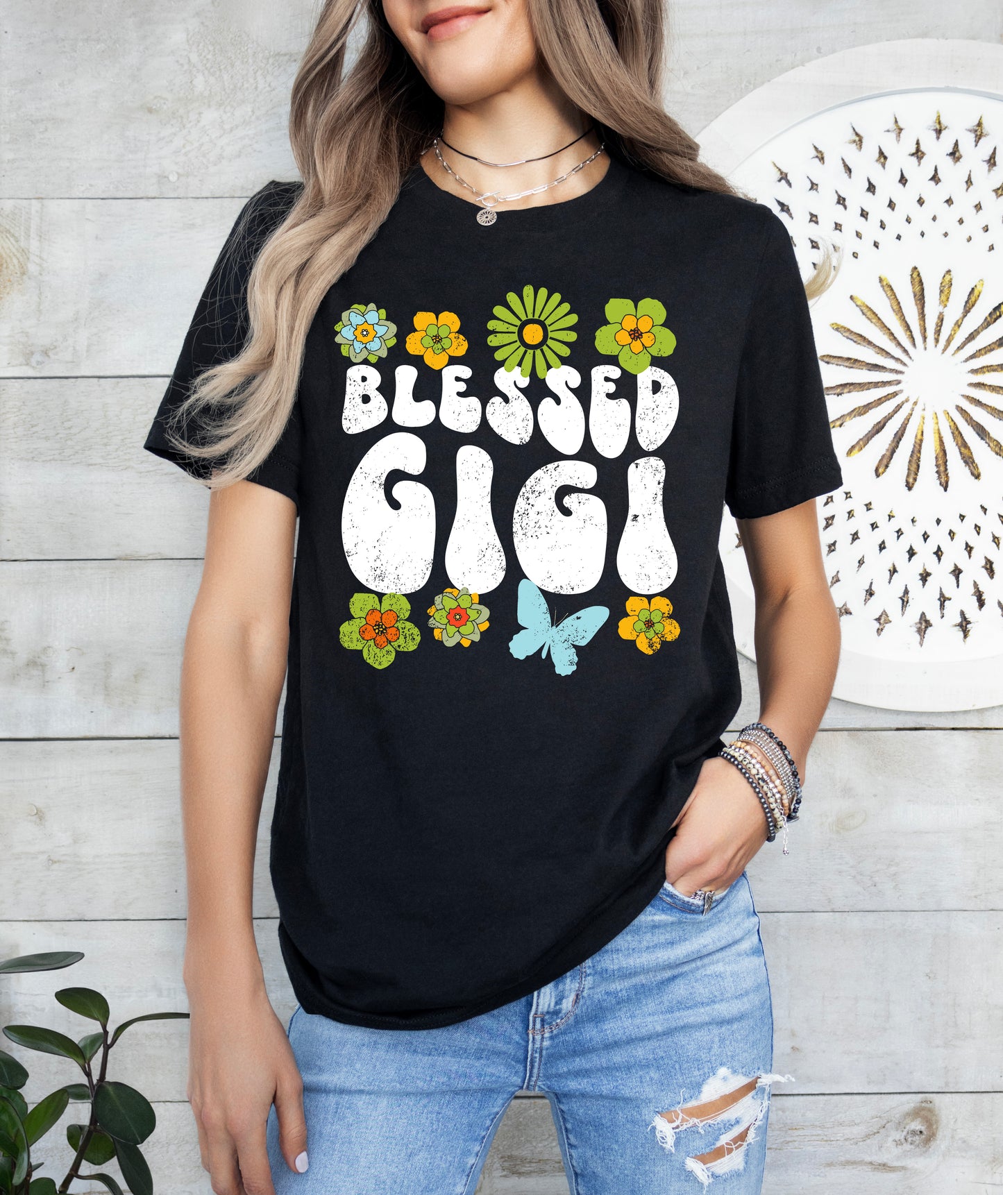 Blessed Gigi Retro Flowers Shirt | Gigi Shirt