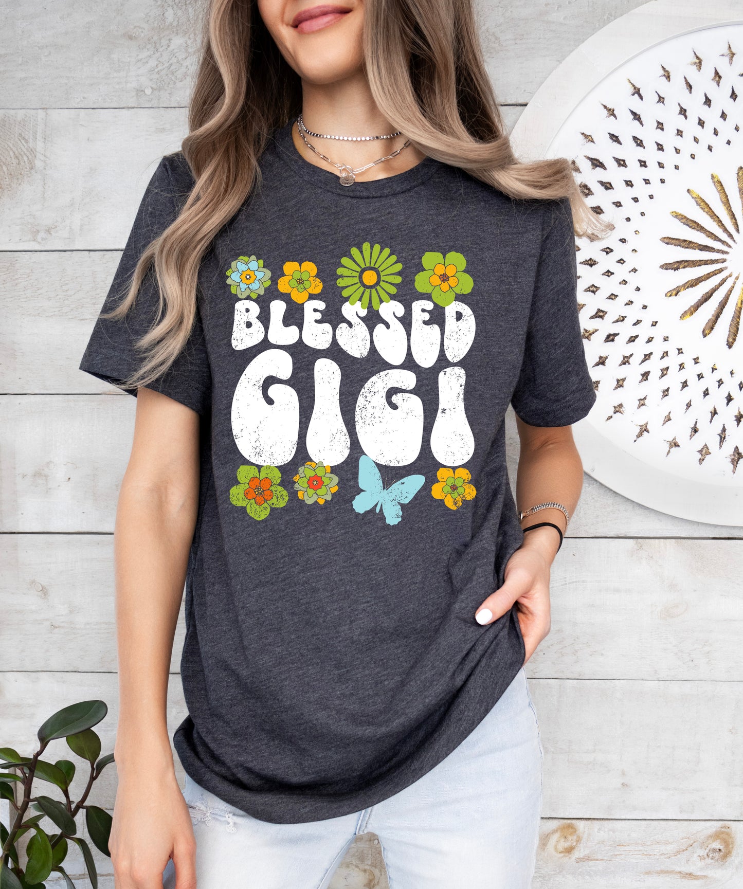 Blessed Gigi Retro Flowers Shirt | Gigi Shirt